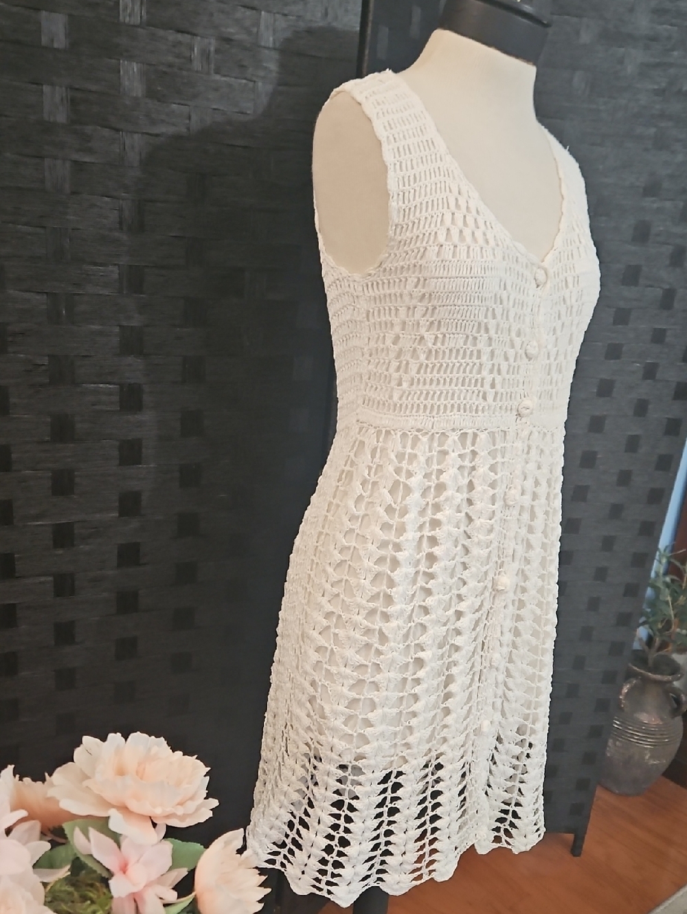 Sunny Blossom White Crochet Dress Small - Picture 5 of 12